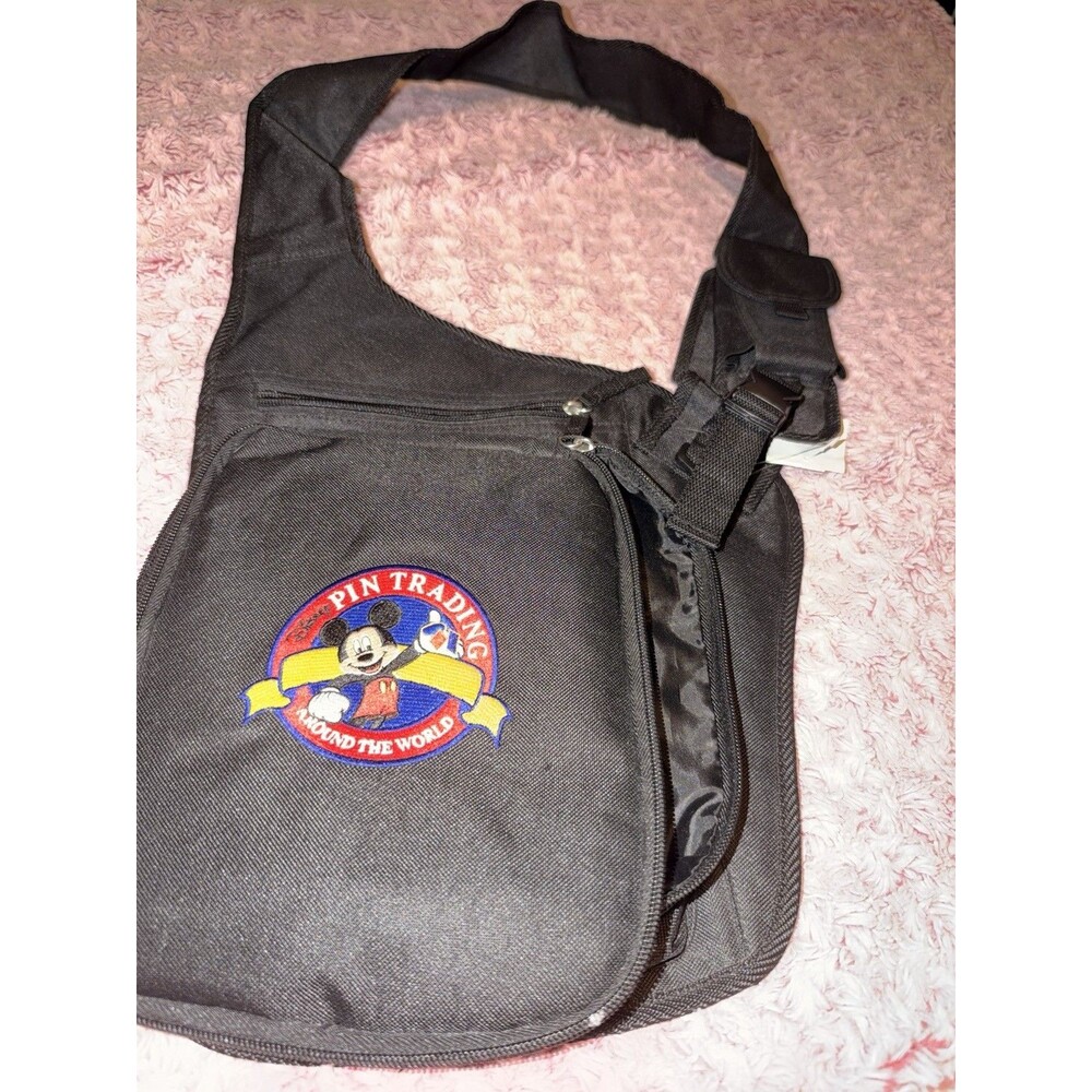 Disney Pin Trading Around The World Over The Shoulder Bag Black Crossbody NWT